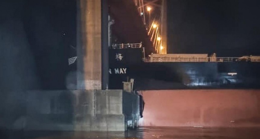  Un barco cerealero embistió una de las columnas del puente Zárate-Brazo Largo 