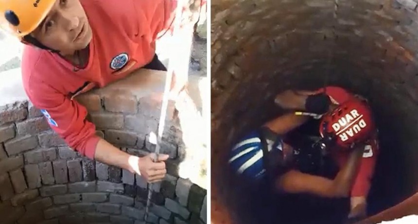  Rescataron a una joven que había caído a un pozo de 12 metros de profundidad 