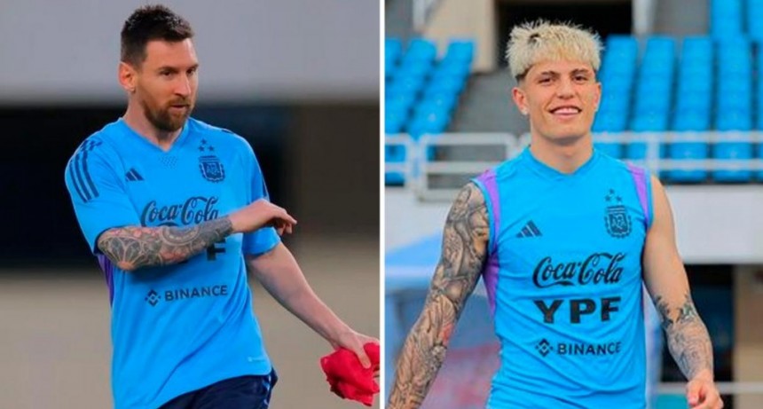  Messi y Garnacho compartieron equipo en la tercera jornada del seleccionado en Beijing 